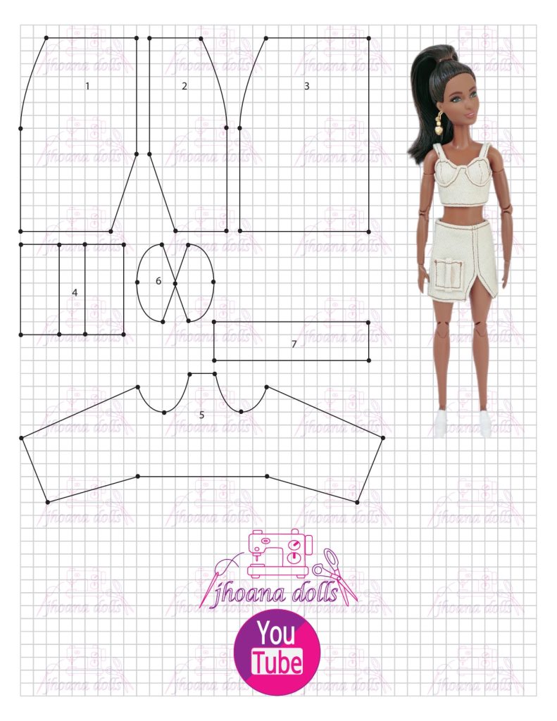 Saia e corpete para Barbie - molde parte 1