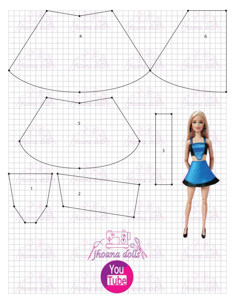 Saia e corset para Barbie - molde parte 1