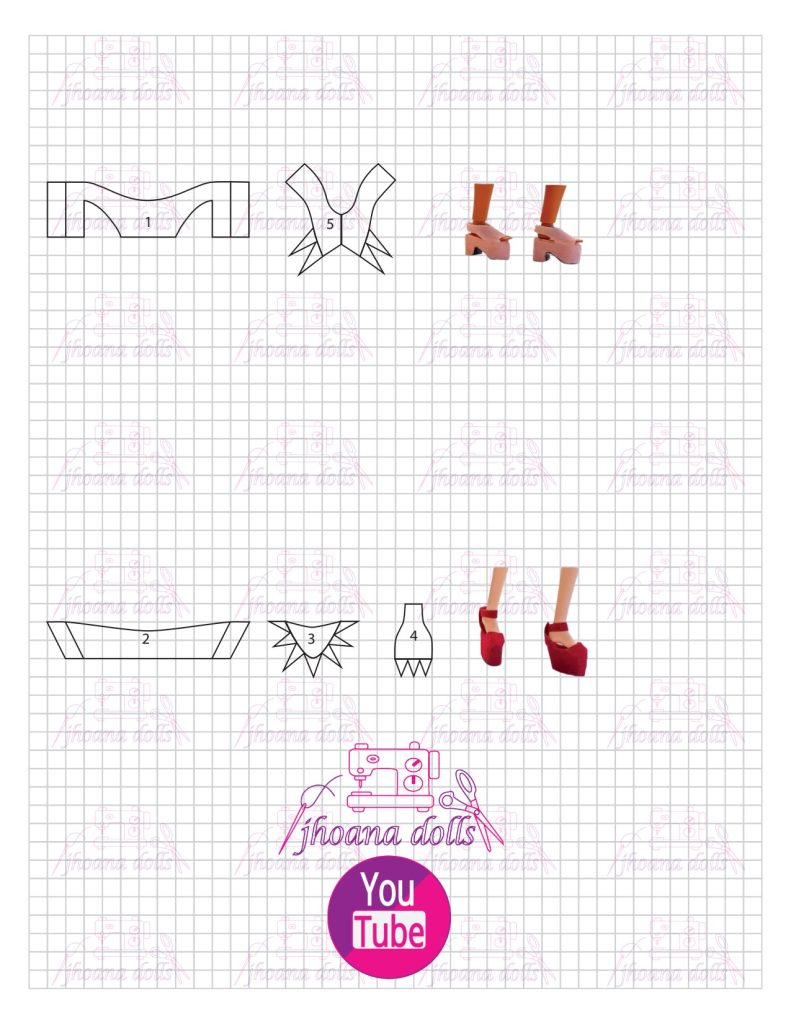 Sapatos para Barbie de pé plano - molde parte 1