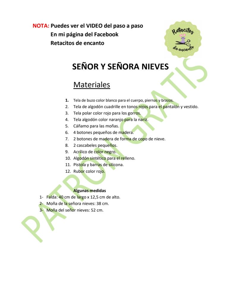 Senhor e Senhora Neve de tecido - molde parte 2