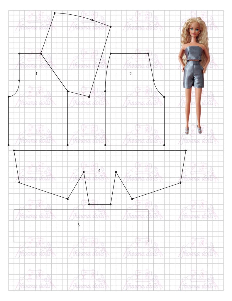 Shorts e top para Barbie antiga - molde parte 1