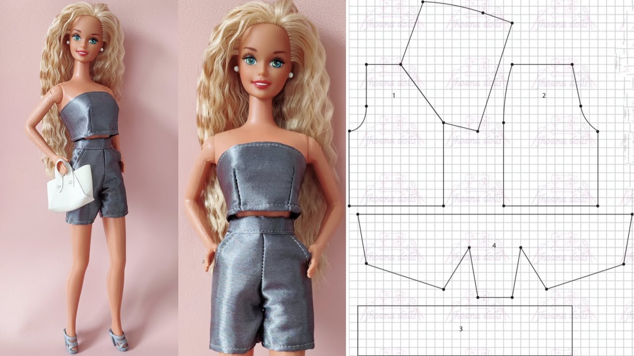 Shorts e top para Barbie antiga