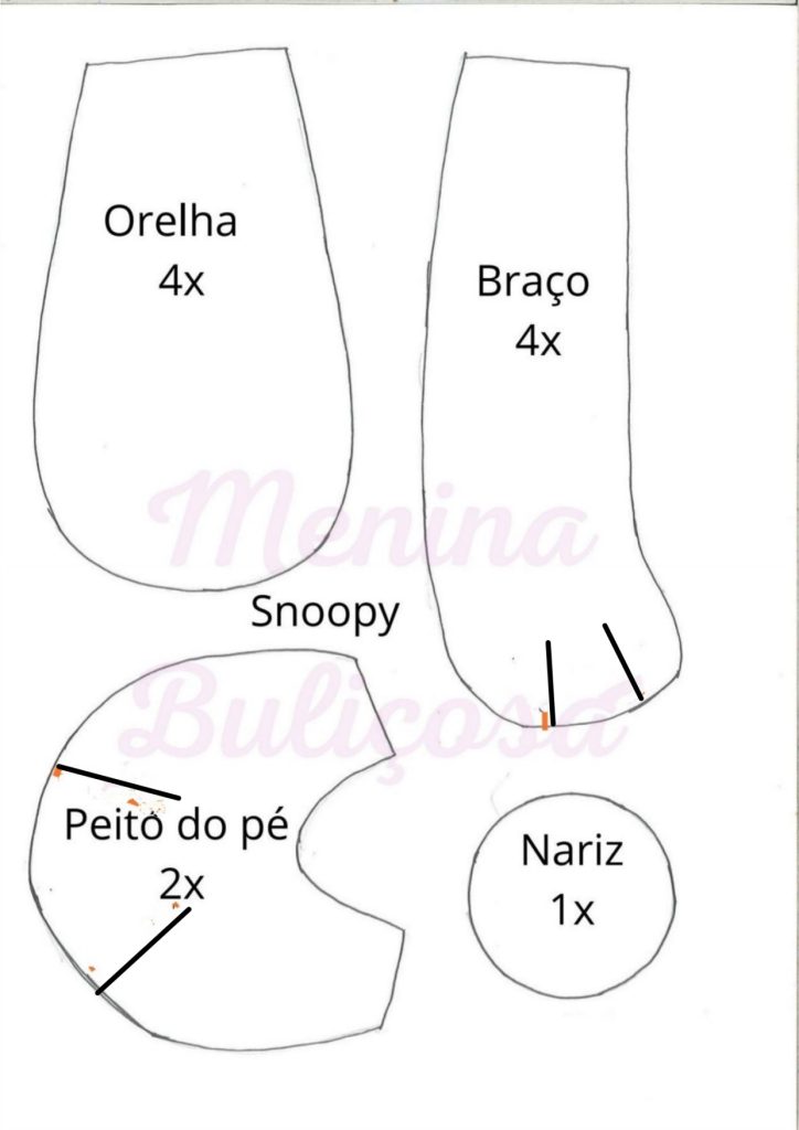 Snoopy de tecido - molde parte 9