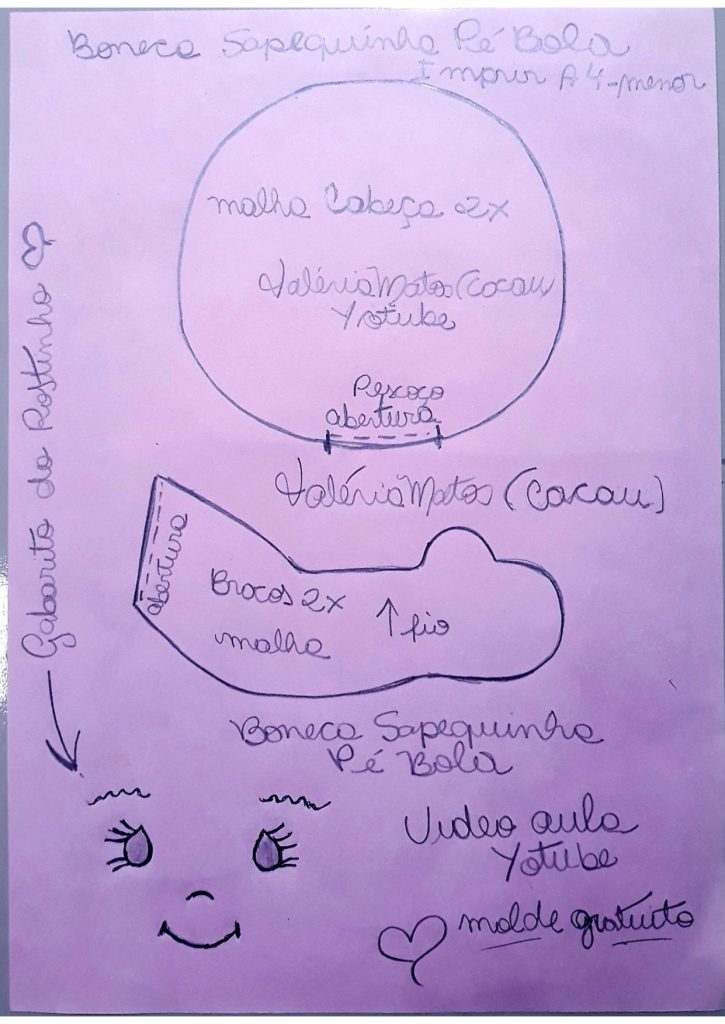 Sua primeira boneca de pano completa para iniciantes - molde parte 2