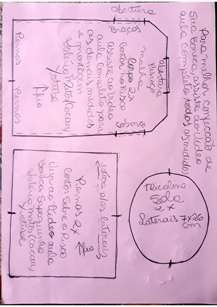 Sua primeira boneca de pano completa para iniciantes - molde parte 3