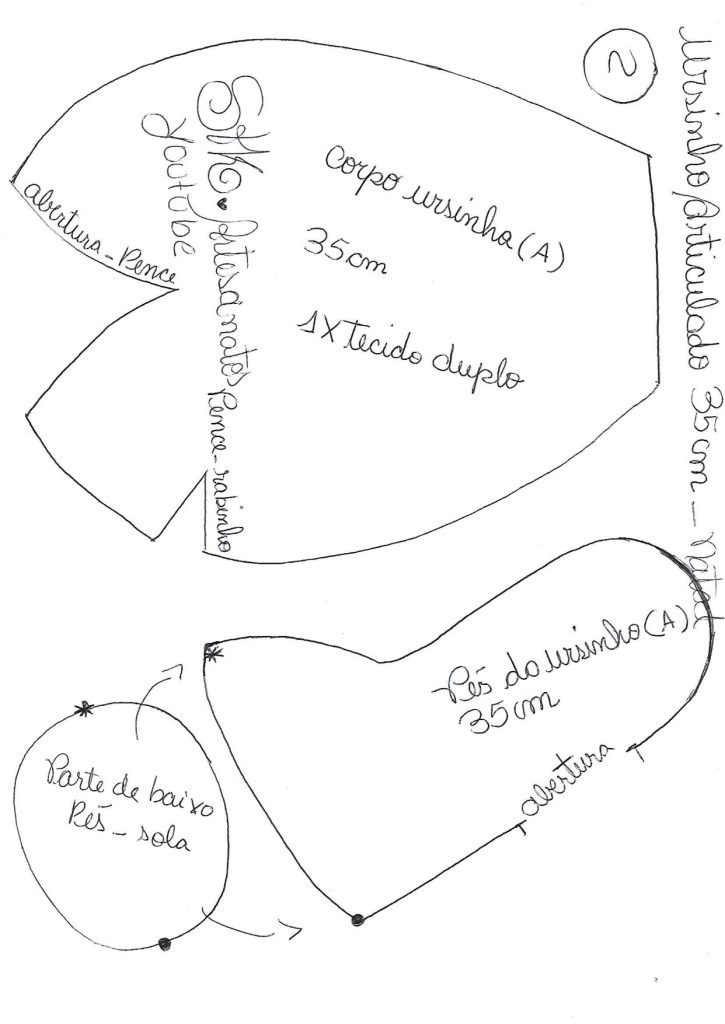 Ursinho articulado de Natal - molde parte 3
