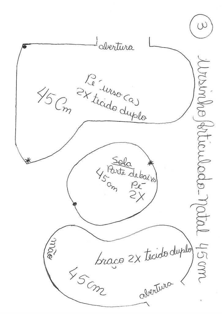 Ursinho articulado de Natal - molde parte 5
