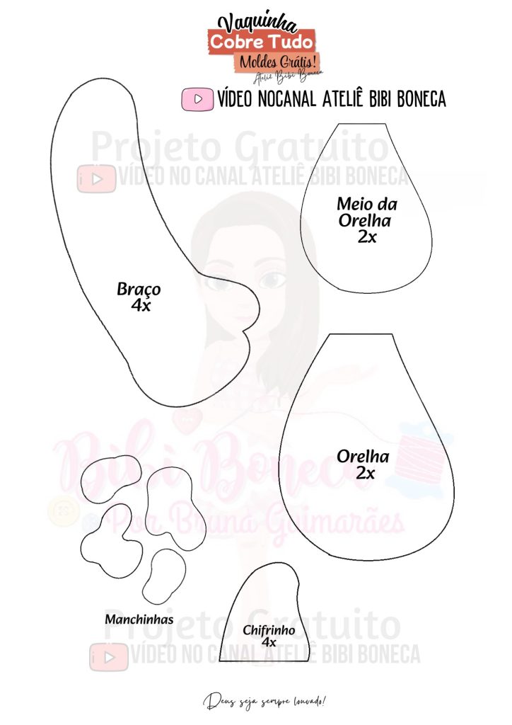 Vaquinha cobre-bolo para presente de Dia das Mães - molde parte 3