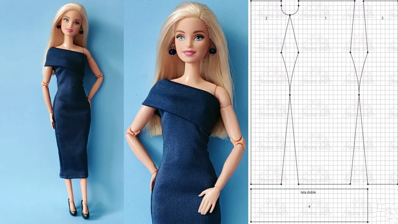 Vestido assimétrico para Barbie modelo 170