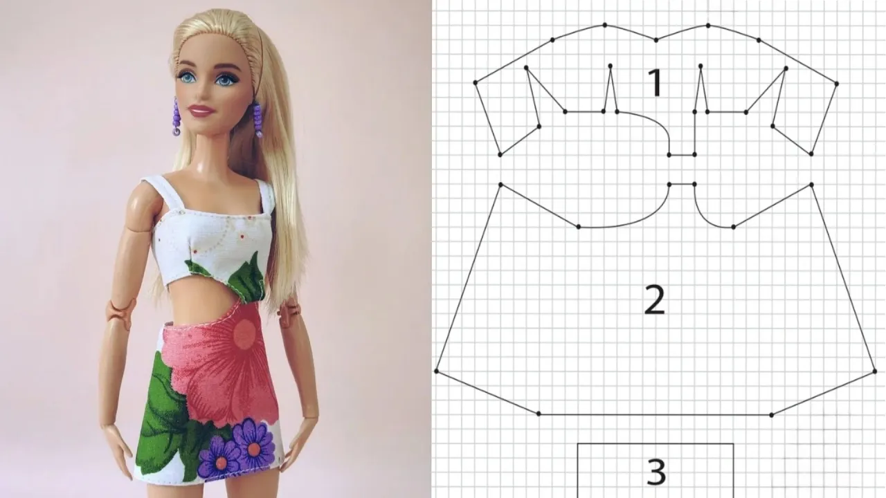 Vestido assimétrico para Barbie modelo 86