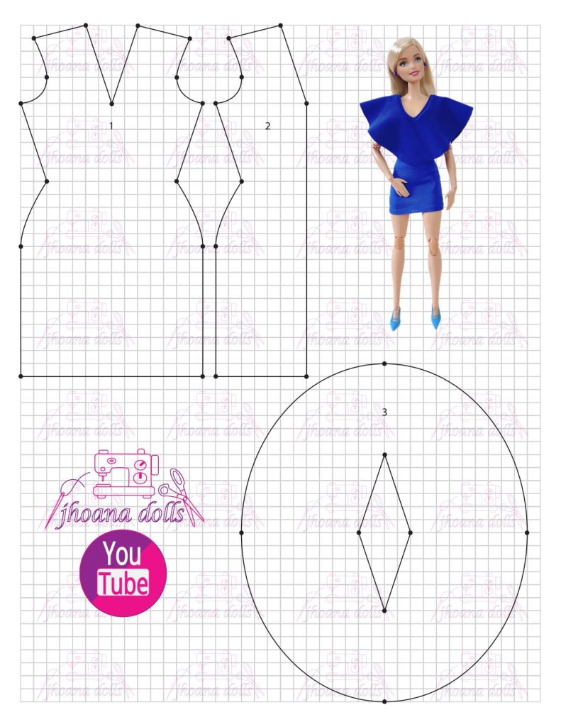 Vestido com capa para Barbie - molde parte 1