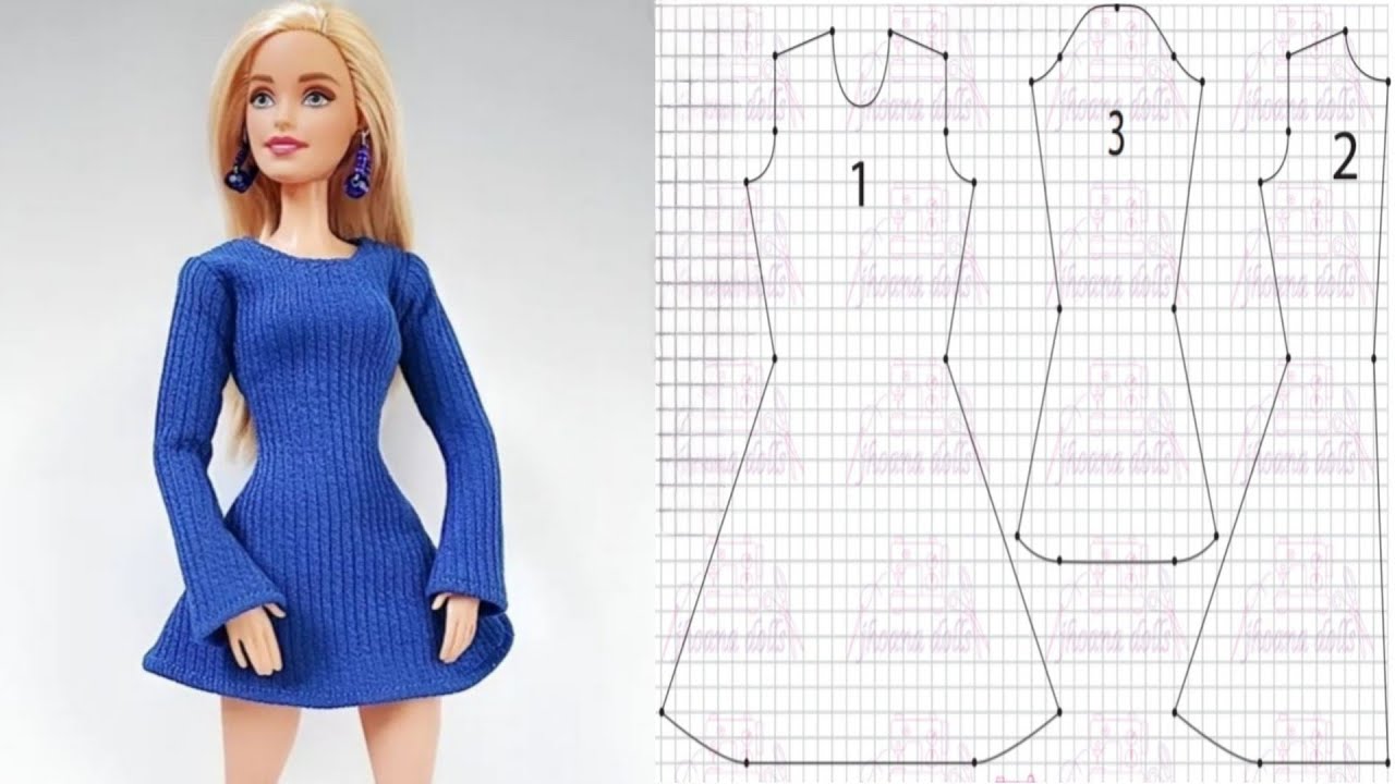 Vestido com manga sino para Barbie modelo 100