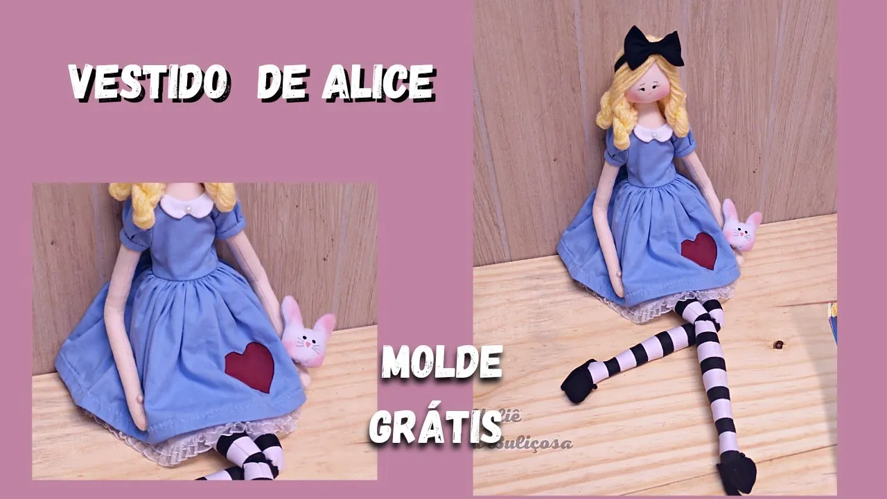 Vestido da boneca de pano Alice