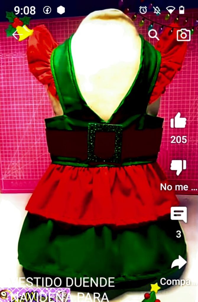Vestido de duende natalino para cachorrinha - molde parte 4