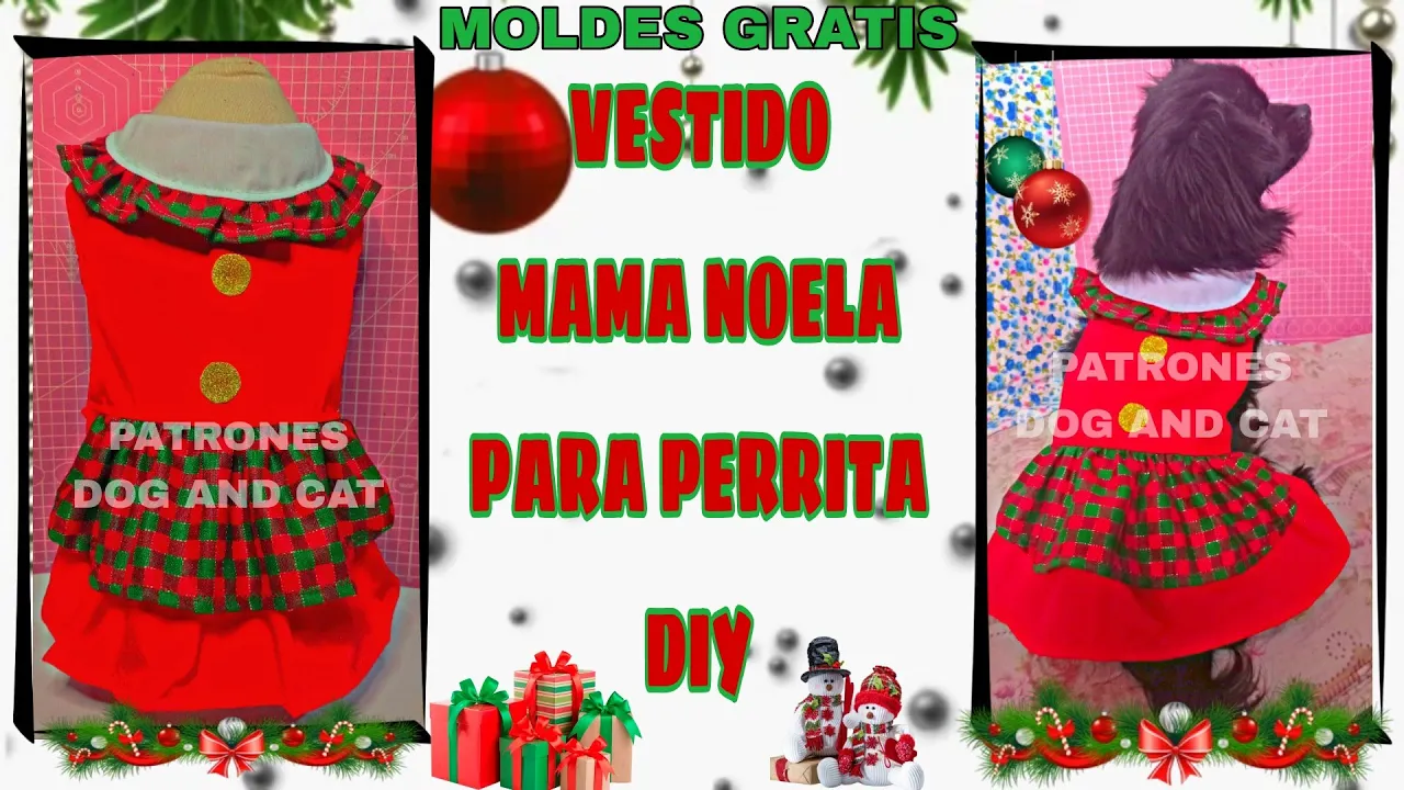 Vestido de Mamãe Noel para cachorrinha