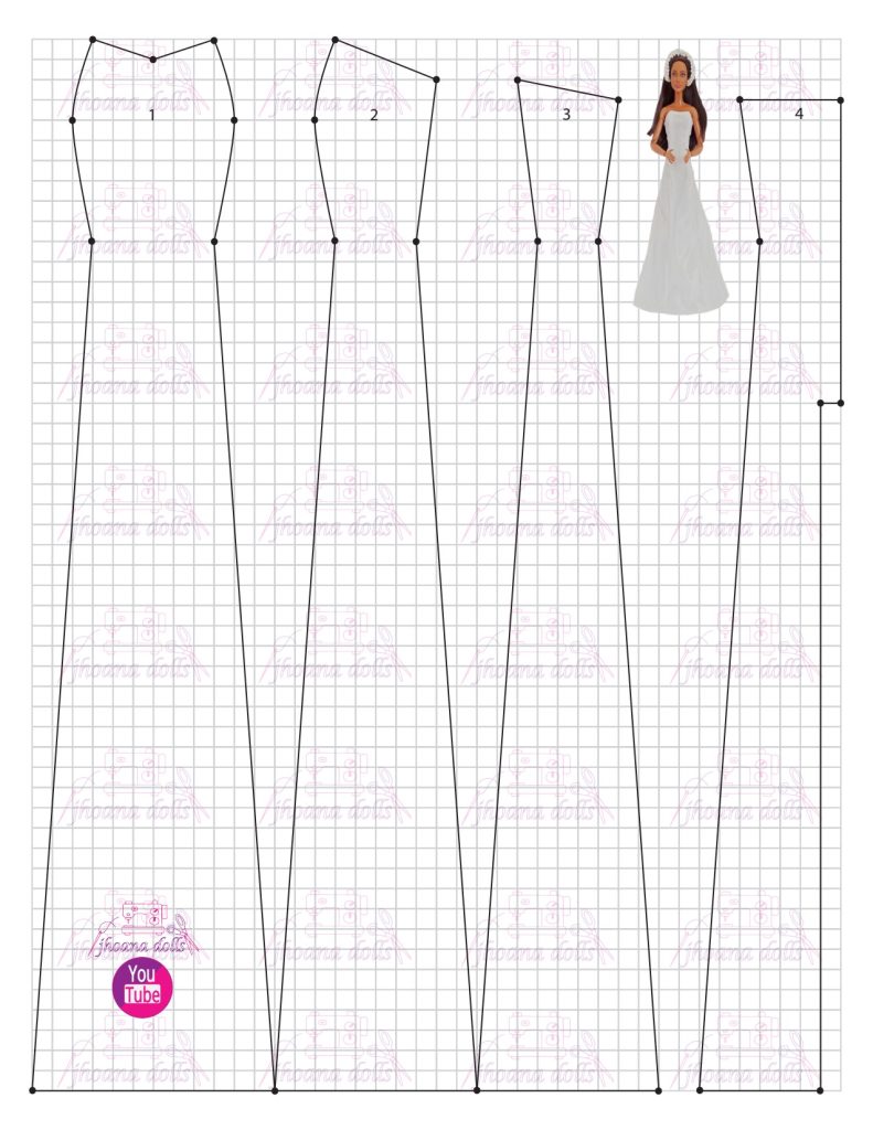 Vestido de noiva para Barbie - molde parte 1