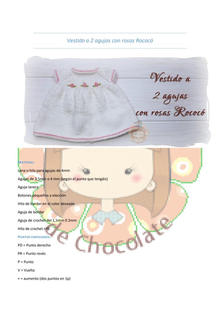 Vestido de tricô para bonecas - molde parte 1