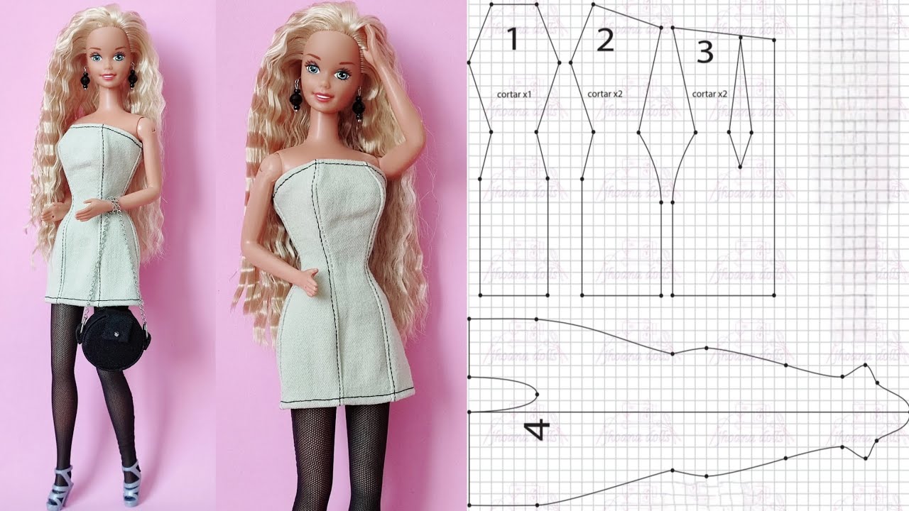Vestido e meias para Barbie antiga
