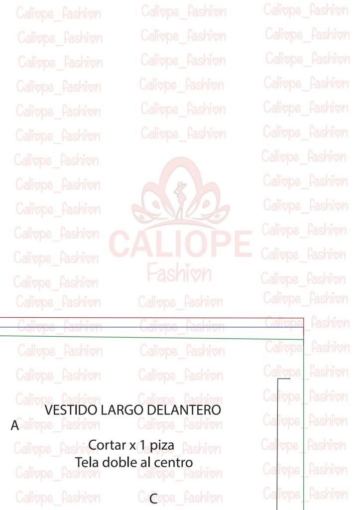 Vestido longo com decote quadrado - molde parte 3