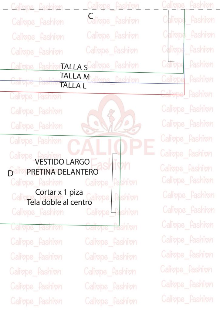 Vestido longo com decote quadrado - molde parte 5