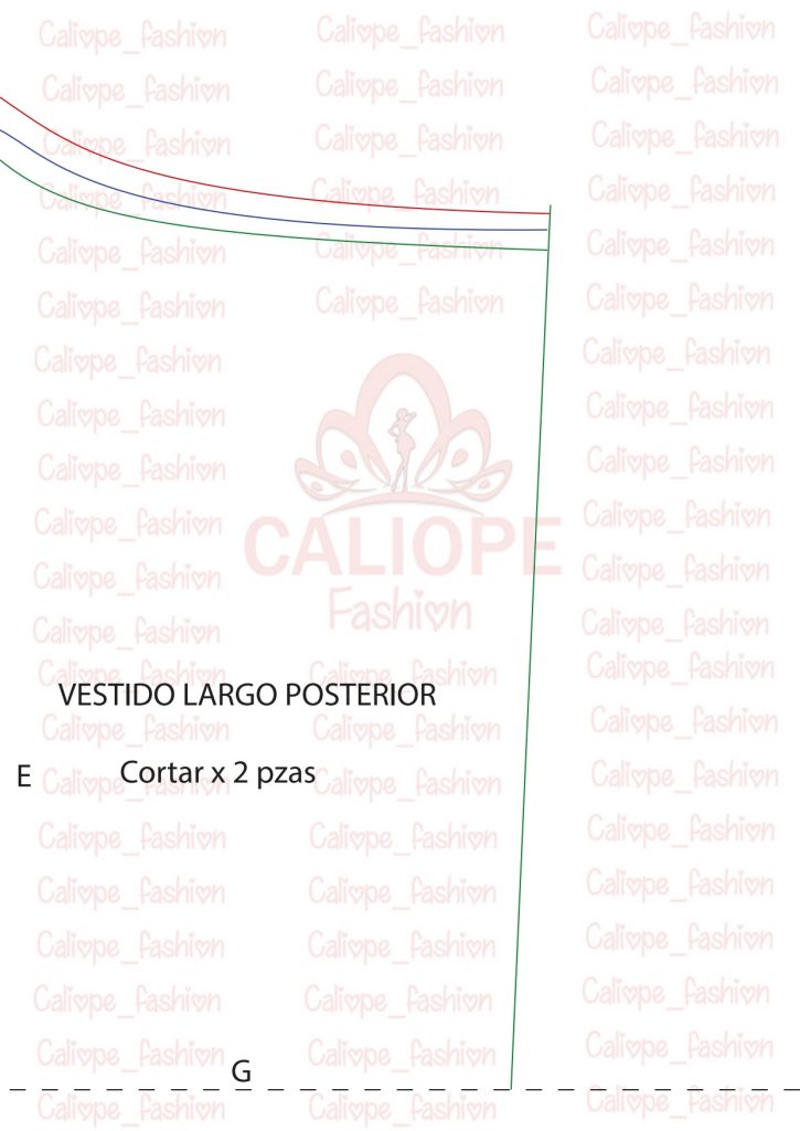 Vestido longo com decote quadrado - molde parte 7
