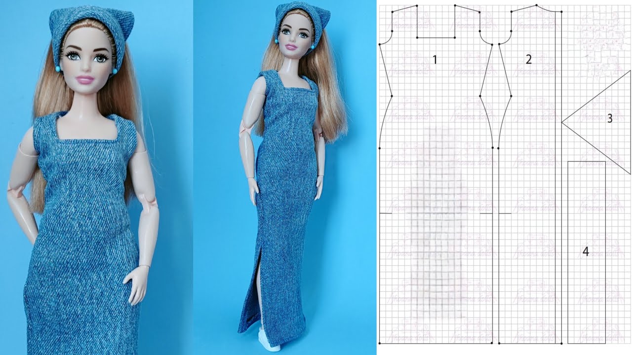 Vestido longo para Barbie Curvy modelo 152