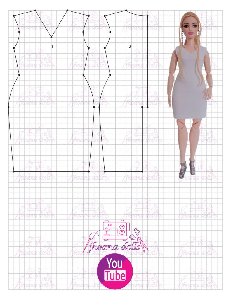 Vestido para Barbie Curvy modelo 56 - molde parte 1