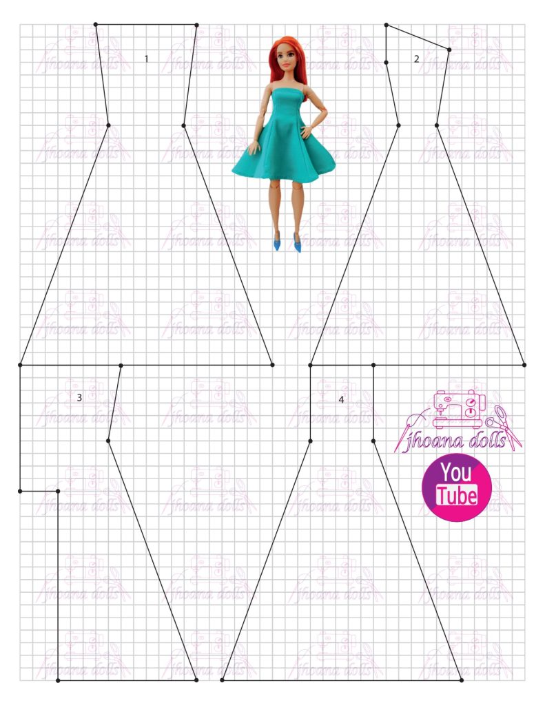 Vestido para Barbie Curvy modelo 9 - molde parte 1
