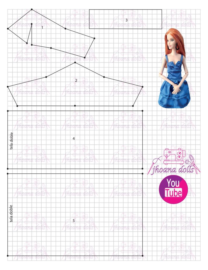 Vestido para Barbie modelo 1 - molde parte 1