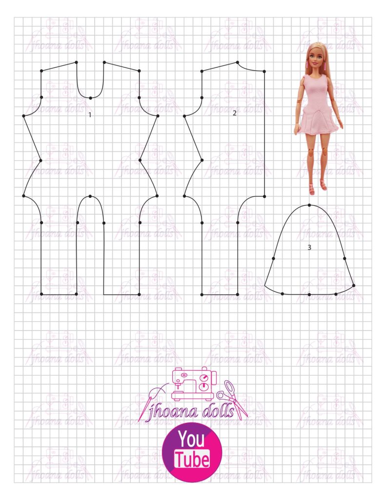 Vestido para Barbie modelo 119 - molde parte 1