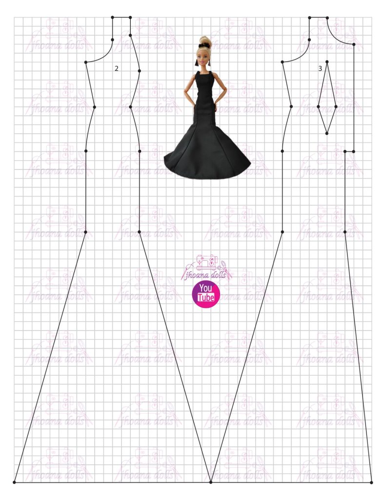 Vestido sereia para Barbie modelo 87 - molde parte 2