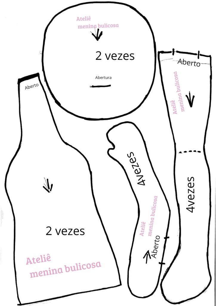 Boneca de pano - molde parte 2