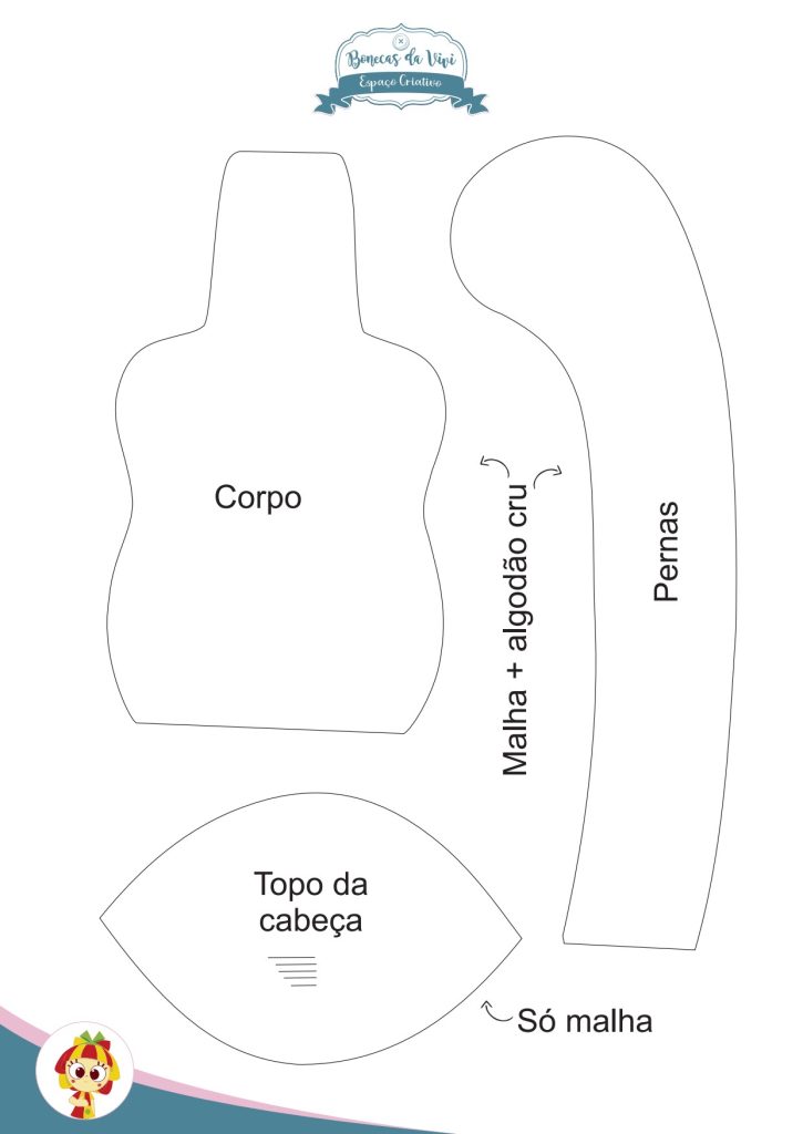 Boneca Emília aula 2 - molde parte 1