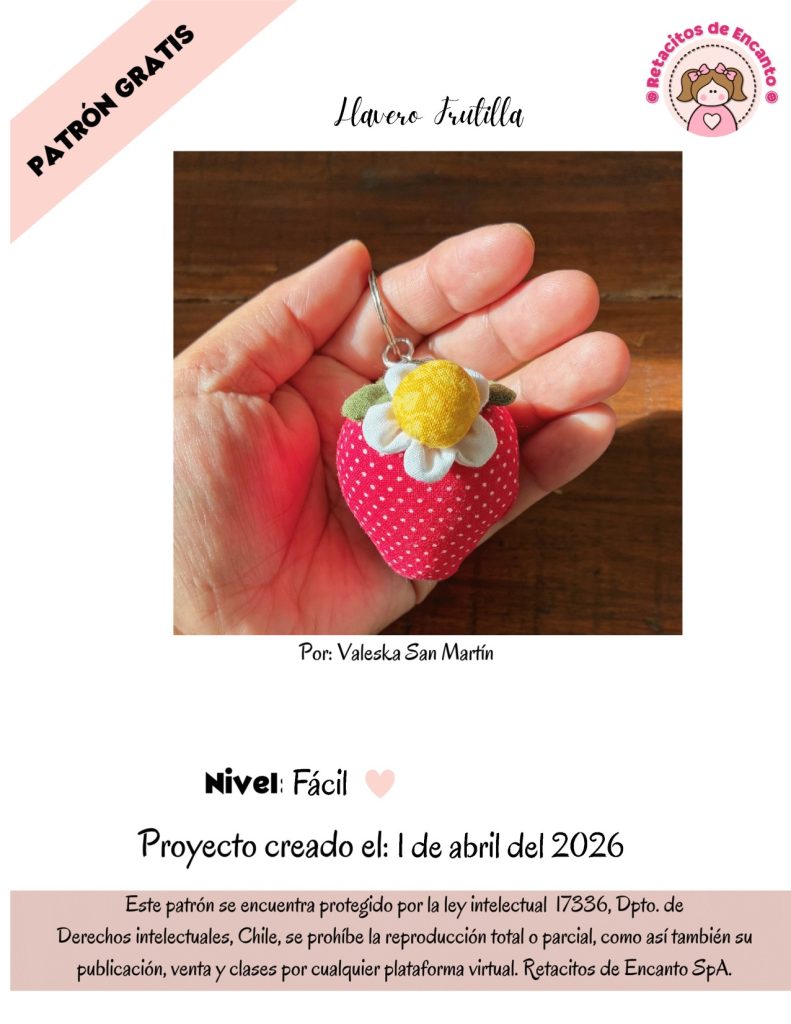 Chaveiro de morango fácil para vender em feiras - molde parte 1