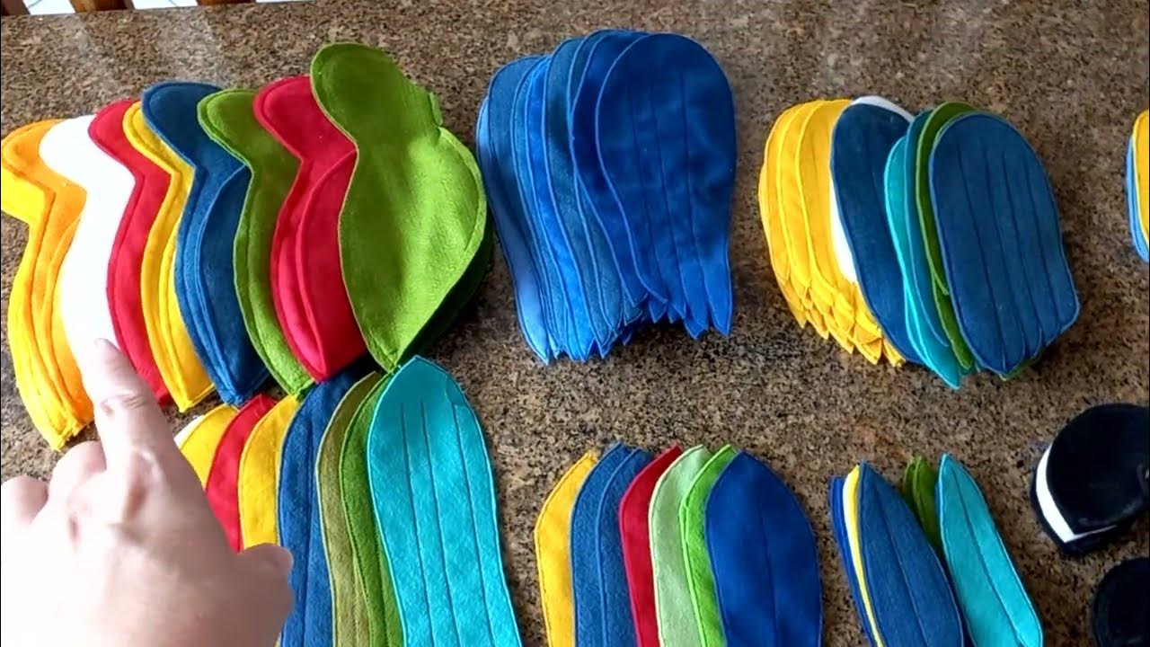 Como costurar e refilar as peças dos pássaros de feltro