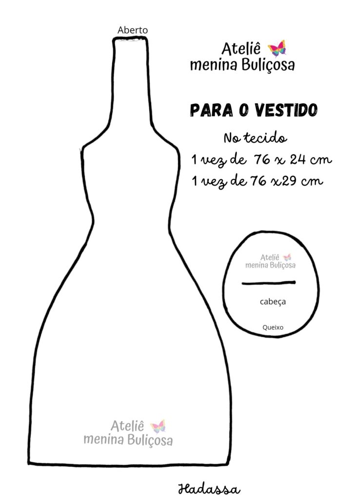 Como fazer boneca de pano com vestido dupla face - molde parte 2