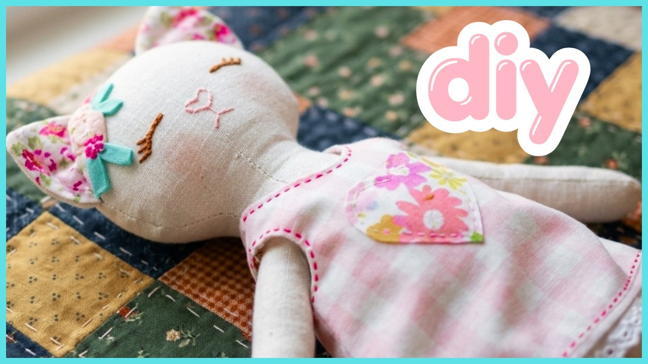 Como fazer boneca gatinha de tecido muito fácil com roupa removível