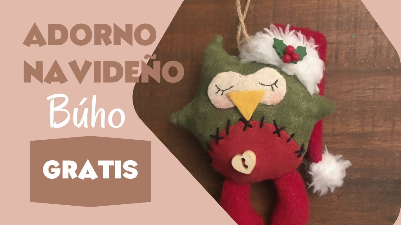 Enfeite de Natal de coruja de tecido