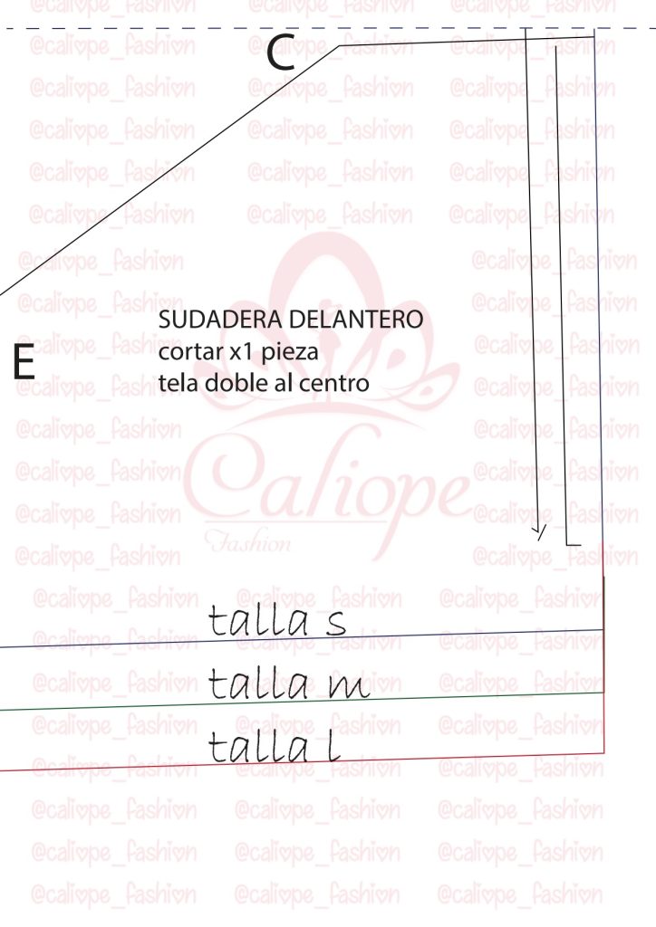 Moletom com manga raglã e capuz - molde parte 3