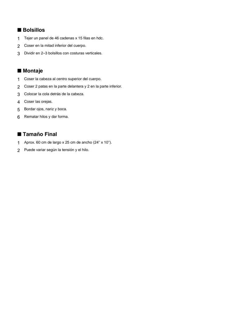 Organizador de sofá de crochê em formato de gato - molde parte 3