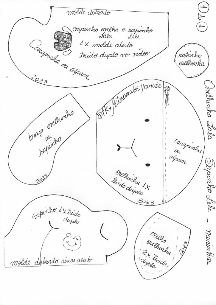Ovelhinha naninha Lalá para bebê - molde parte 1