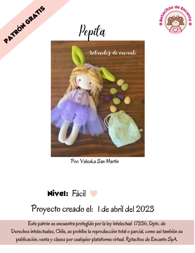Pepita, a boneca coelhinha de Páscoa com mochila - molde parte 1