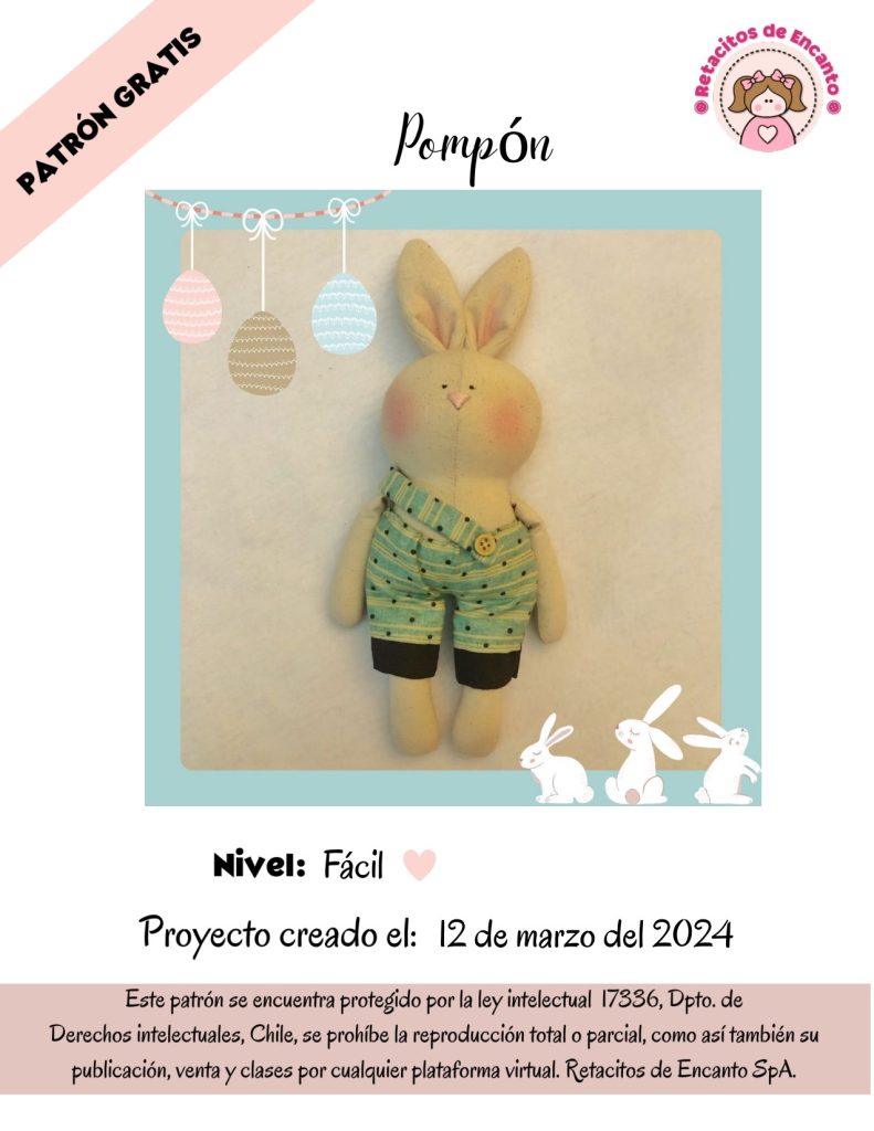 Pompom, o coelhinho de Páscoa - molde parte 1