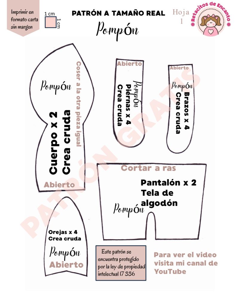 Pompom, o coelhinho de Páscoa - molde parte 3