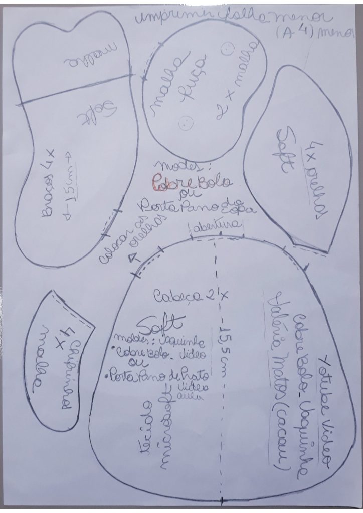 Porta-pano de prato vaquinha para fazer e vender muito - molde parte 2