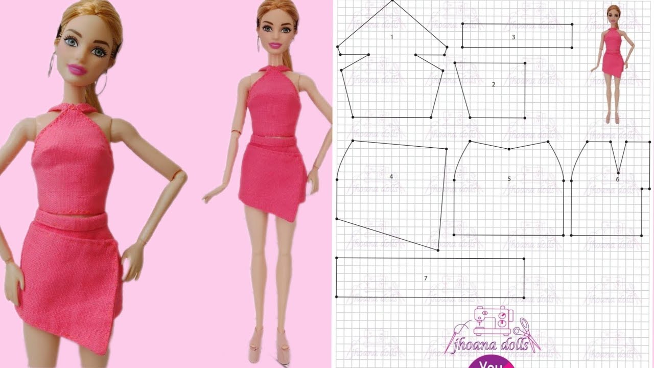 Saia e blusa assimétrica para Barbie