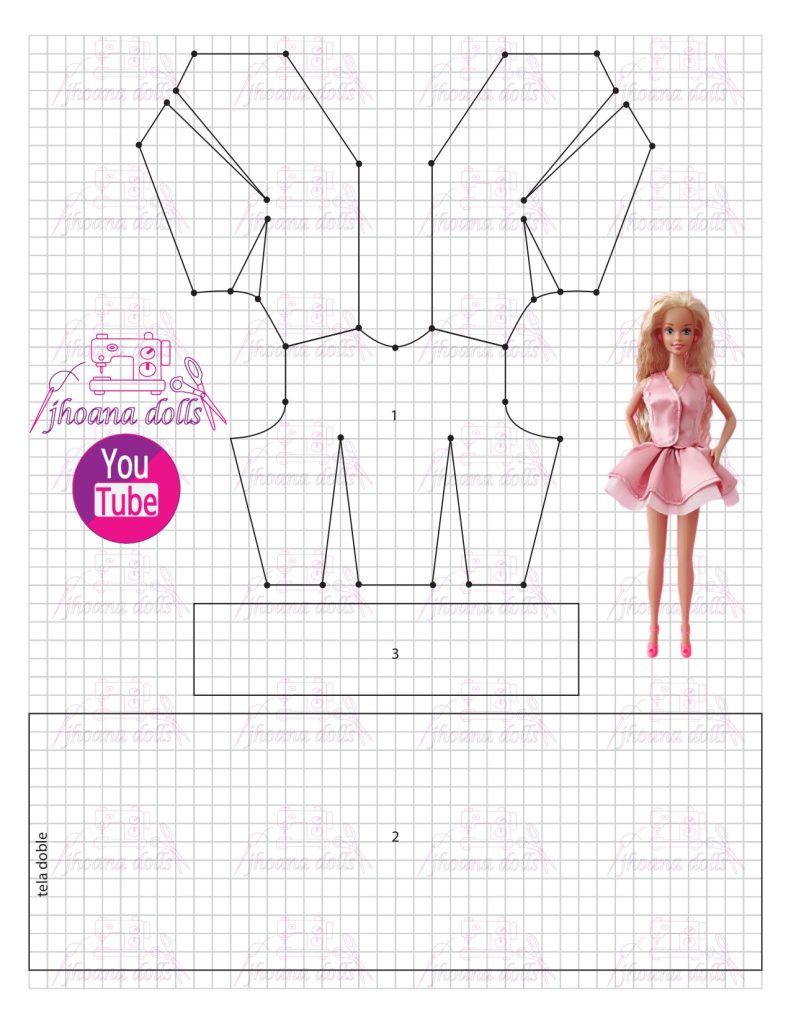 Saia e colete para Barbie antiga - molde parte 1
