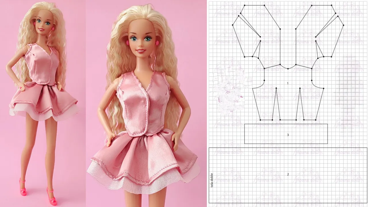 Saia e colete para Barbie antiga