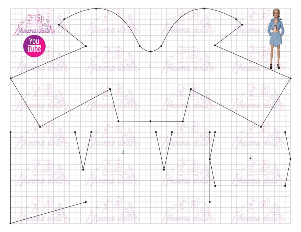 Suéter e saia assimétrica para Barbie - molde parte 1
