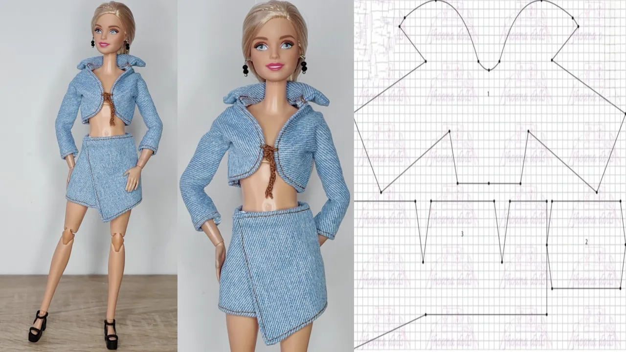 Suéter e saia assimétrica para Barbie